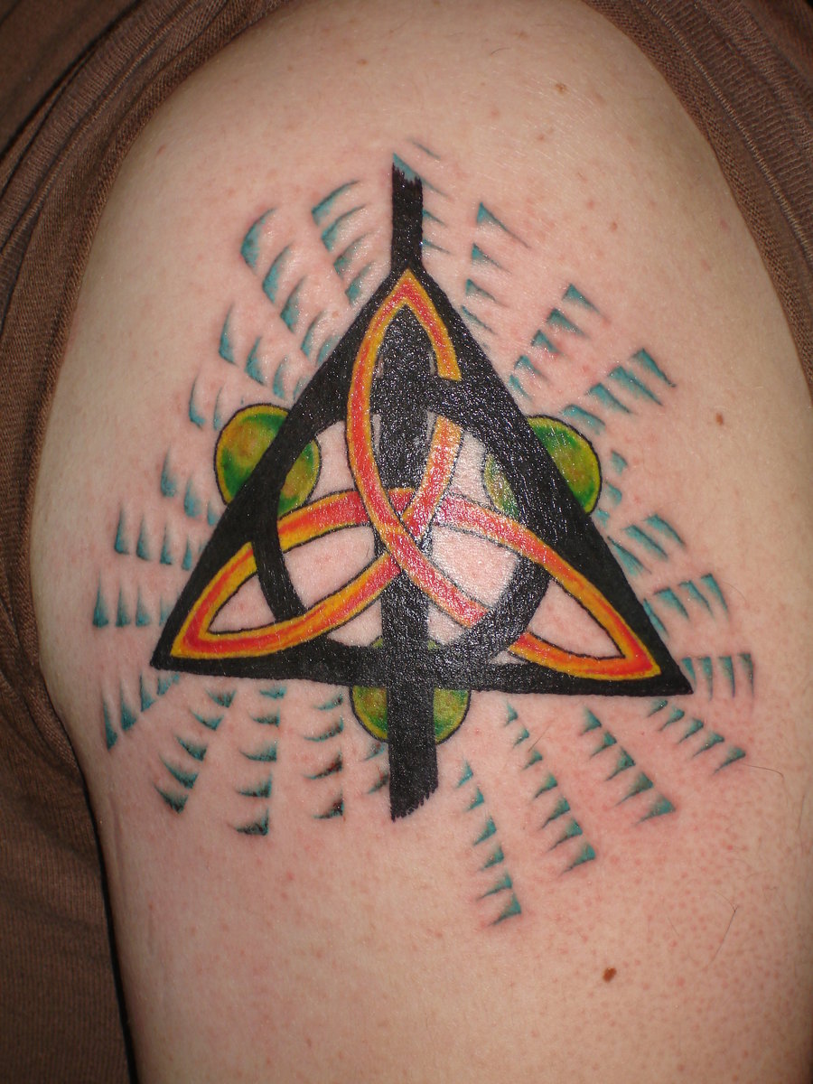 Colorful Trinity Knot Tattoo By Inkaholick