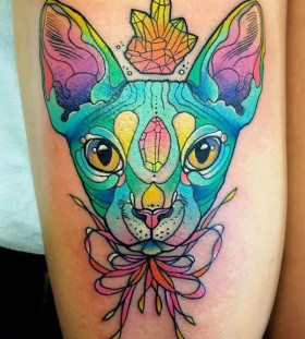 trippy cat tattoo