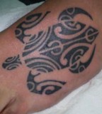 Tribal Turtle Tattoo On Foot