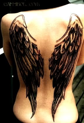 Norse Wing Tattoo  On Girl Back