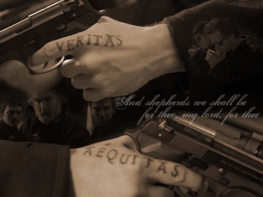 Veritas Aequitas Tattoos on Pointer Finger from The Boondock Saints Movie