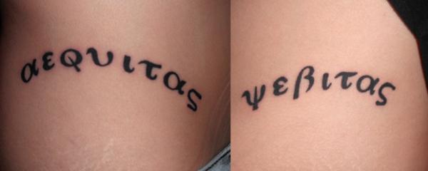 Pairs of Greek Veritas Aequitas Tattoo