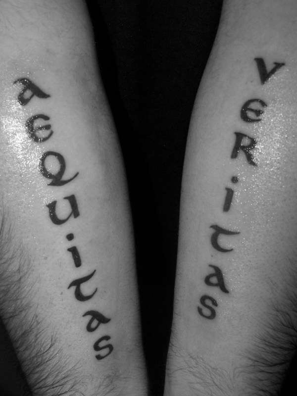 Awesome Greek Boondock Saints Inspired Veritas and Aequitas Tattoo Design