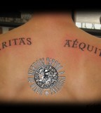 Stunning Veritas Aequitas Back Tattoo Design by David Sickdogs Tattoo