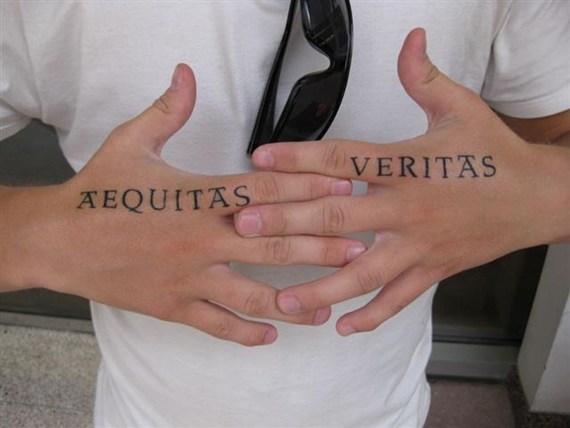 Tattoo Veritas Aequitas Design for Finger and Hands