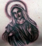 Black and Gray Virgin Mary Tattoo Design for Religious Tattoo Lovers