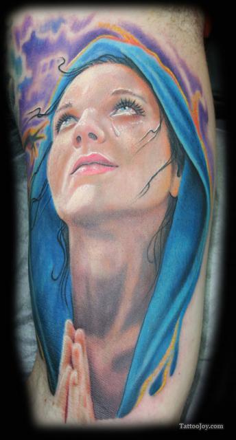 Modern-day Tattoo Drawing of the Virgin Mary – Religious Tattoos