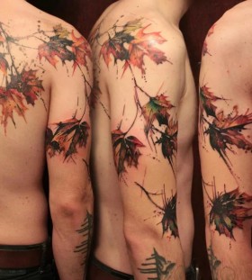 watercolor-autumn-leaves-tattoo watercolor-autumn-leaves-tattoo