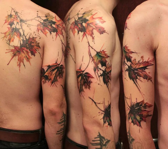 watercolor-autumn-leaves-tattoo