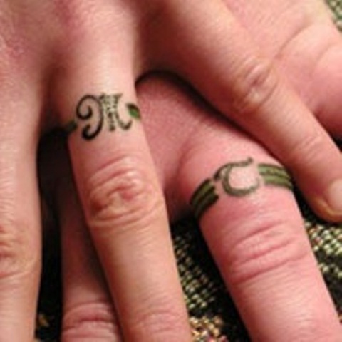 Awesome First Name Wedding Ring Finger Tattoo Design