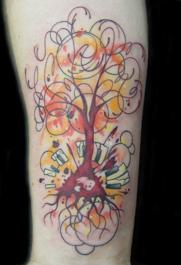 Beautiful Musical Tree Tattoo for Woman