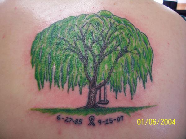 Green Weeping Willow Tree Tattoo Photos