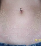 Star Wing White Ink Tattoos On Belly