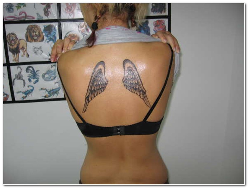 Cute & Feminine Small Angel Wings Back Tattoo Designs for Women (NSFW)