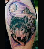 Wolf / Moon / Mountain Tattoo Art Design