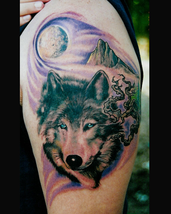 Wolf / Moon / Mountain Tattoo Art Design