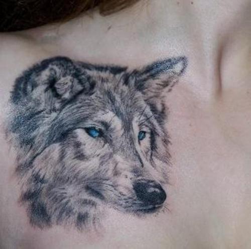 Shoulder / Chest Wolf Tattoo Design For Men