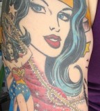 Half Sleeve Wonder Woman Tattoo Designs for Women